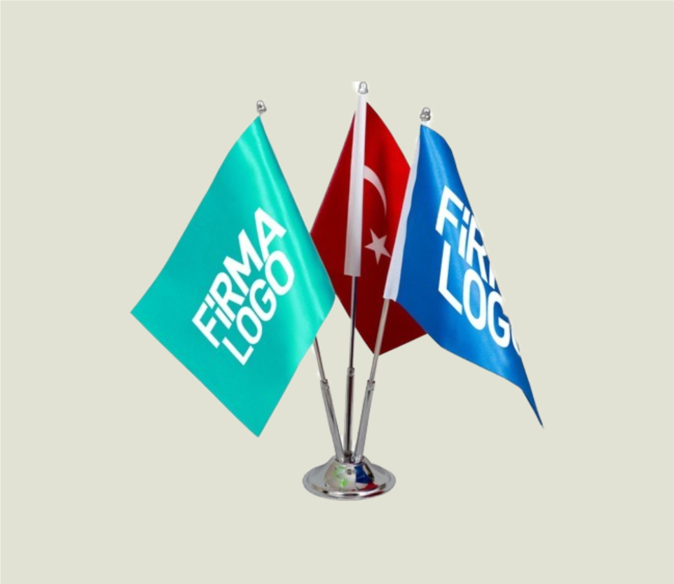 masa bayrağı, logolu masa bayrağı, ofis masası üzerinde masa bayrağı, kurumsal masa bayrağı